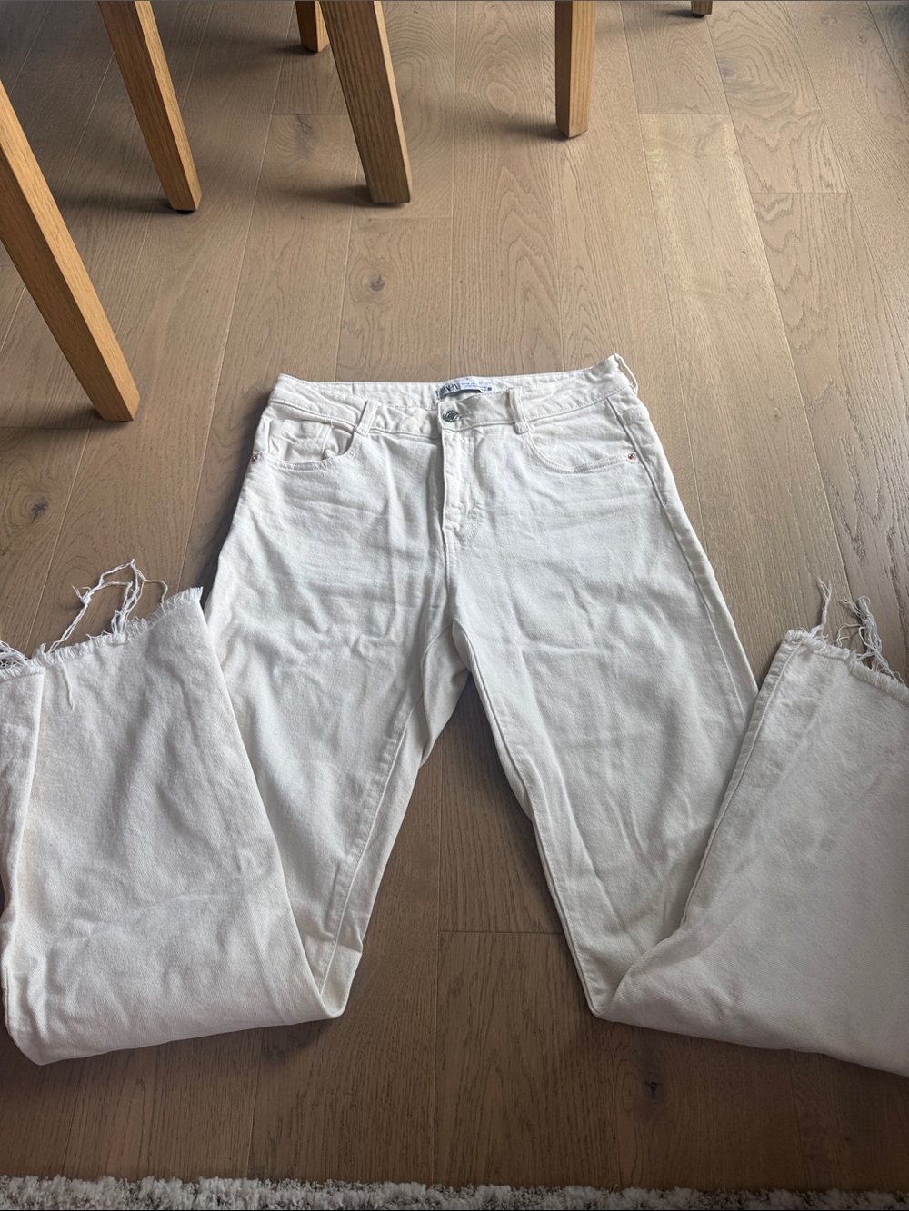 Zara Off-White Straight Leg Jeans